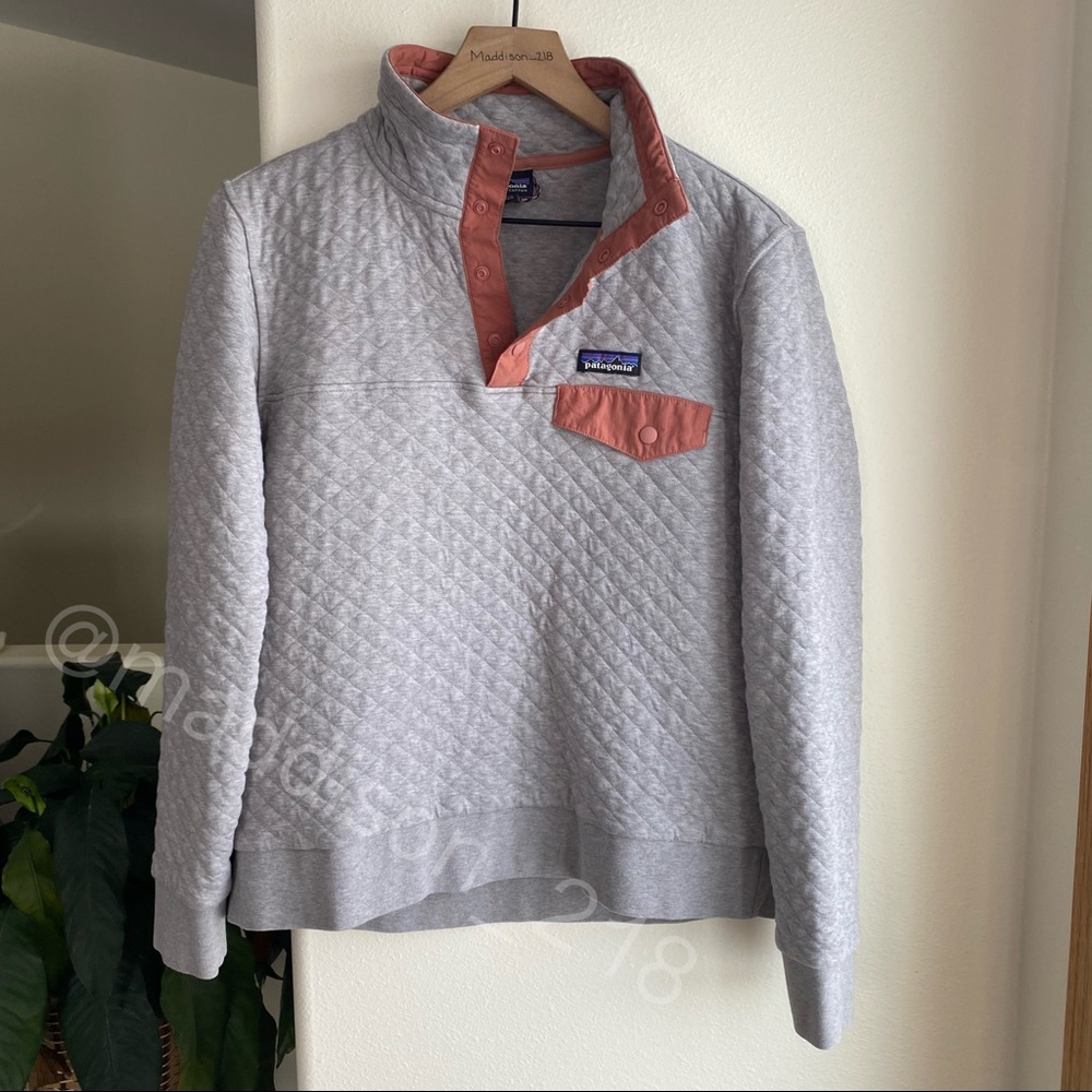 Patagonia Organic Cotton Quilt Snap-T Pullover Sweatshirt Sweater Grey Medium - Picture 3 of 13